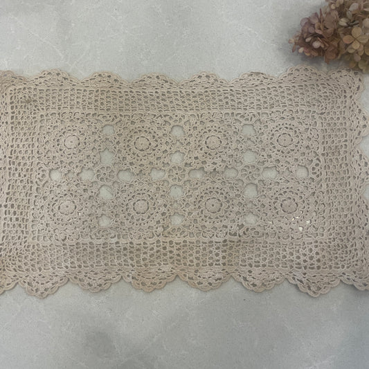 vintage beige crochet doily #12