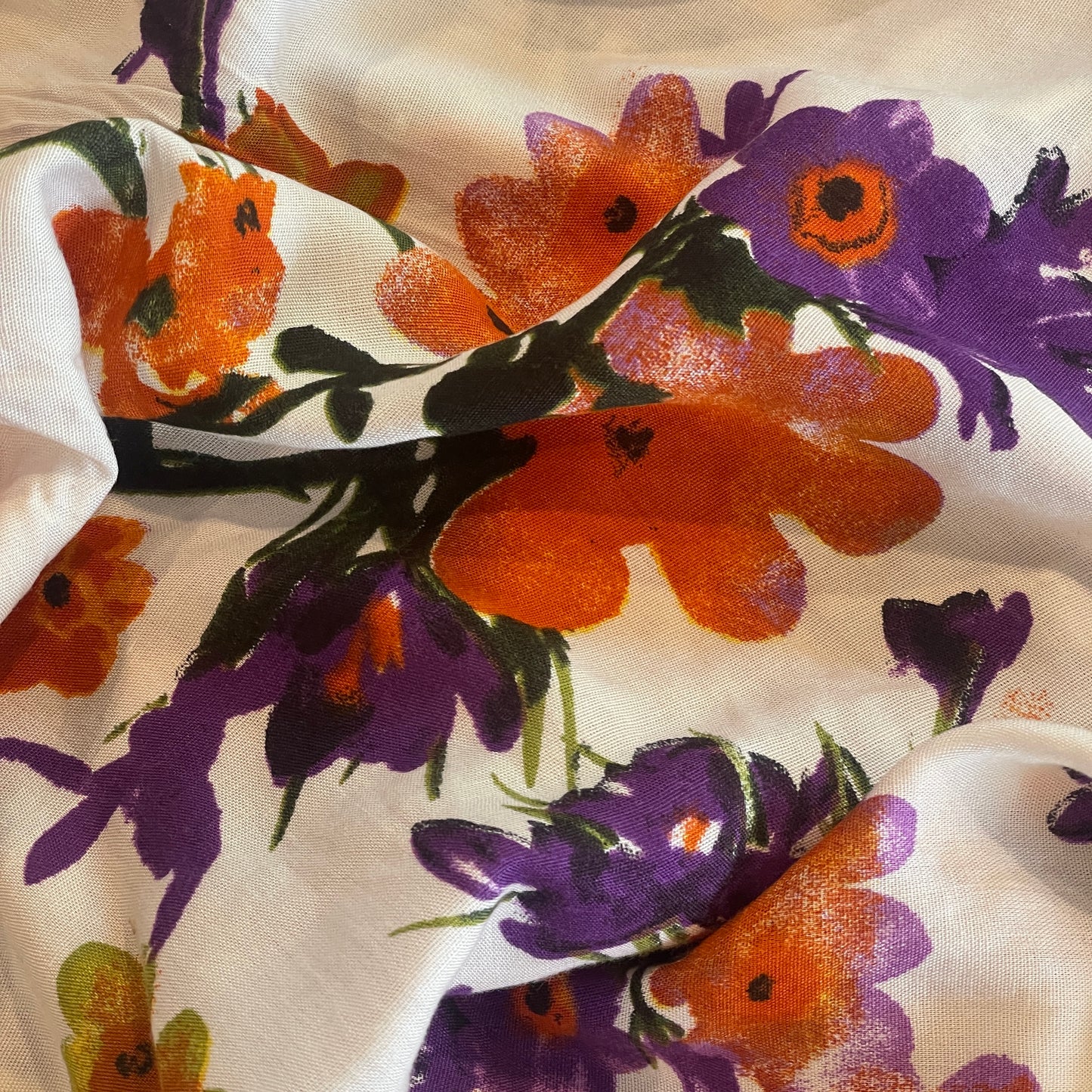 Marigold blooms viscose challis