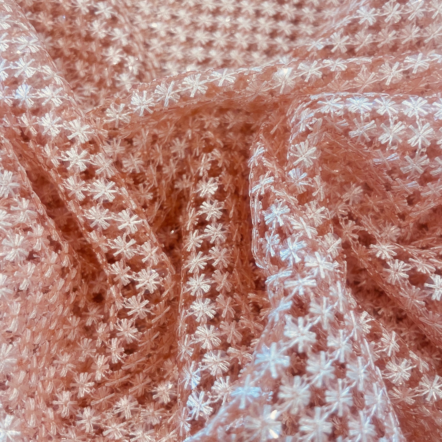 1m pink stars sequin guipure lace