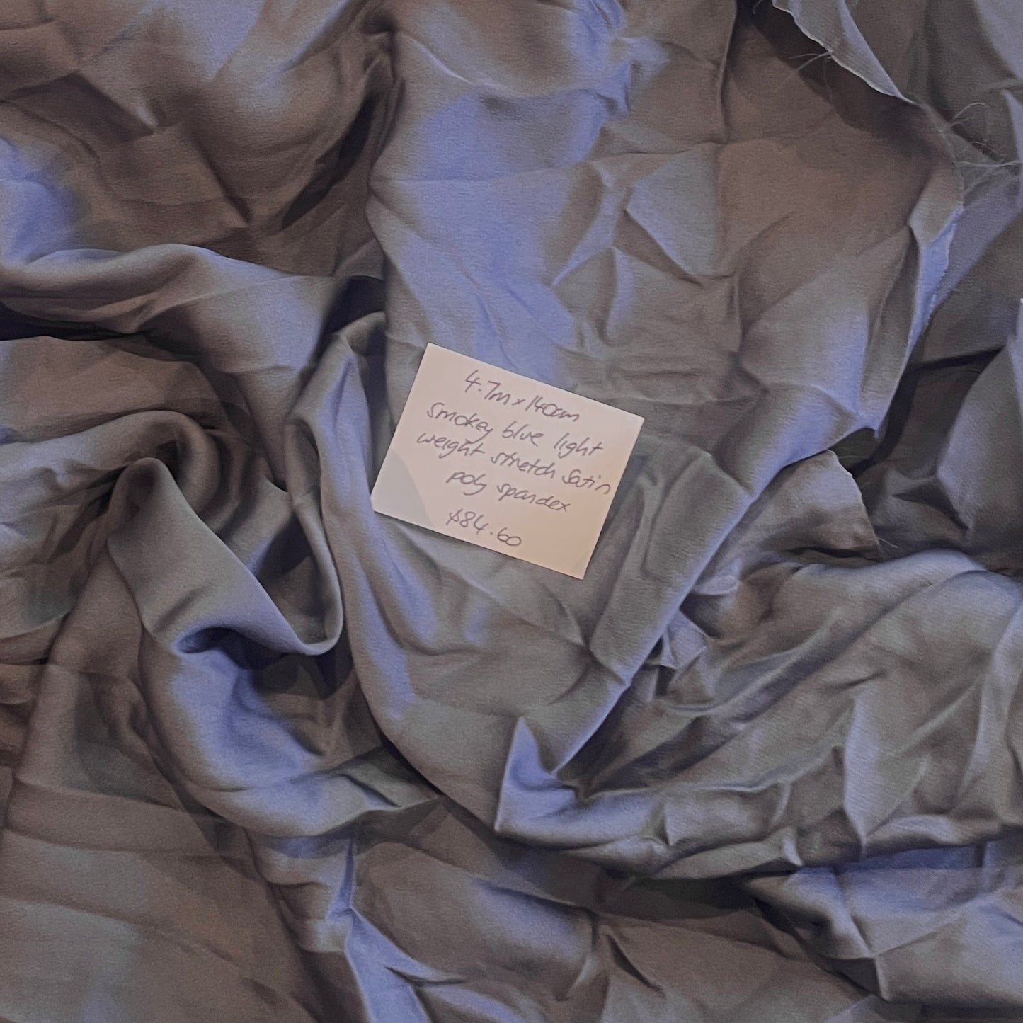 4.7m smokey blue lightweight stretch satin