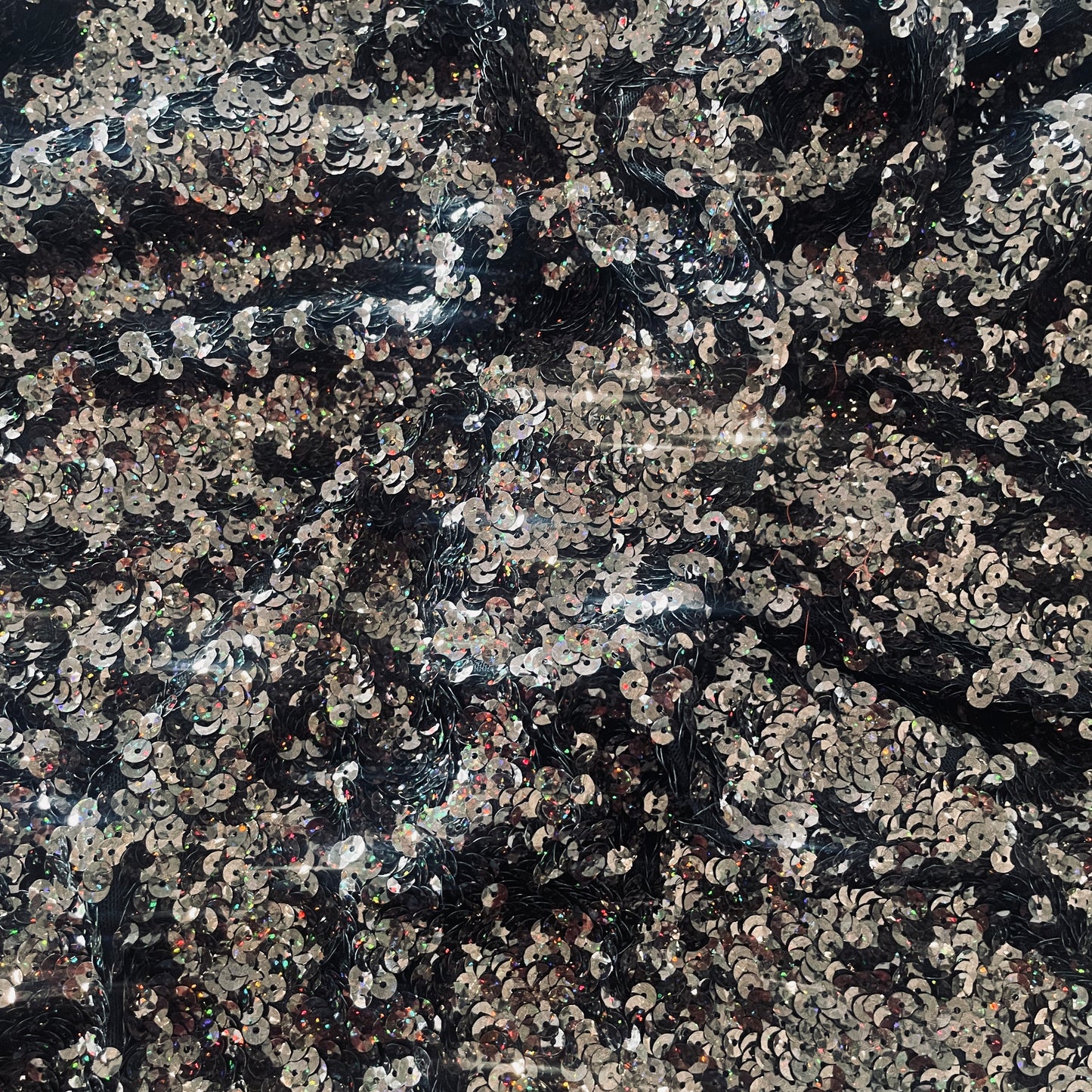 1.4m black hologram sequin mesh