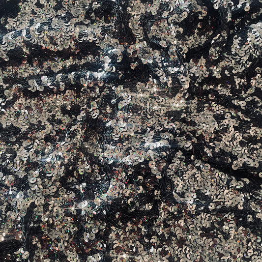 1.4m black hologram sequin mesh