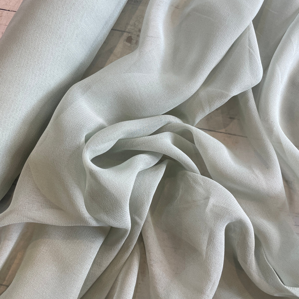 Pale sage silk georgette