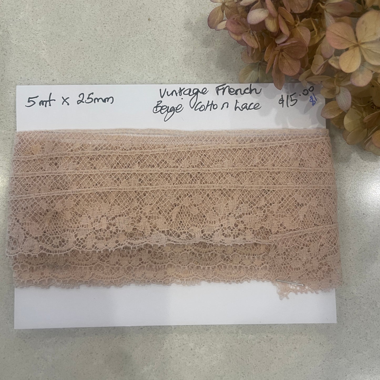 5m vintage French beige cotton lace #81