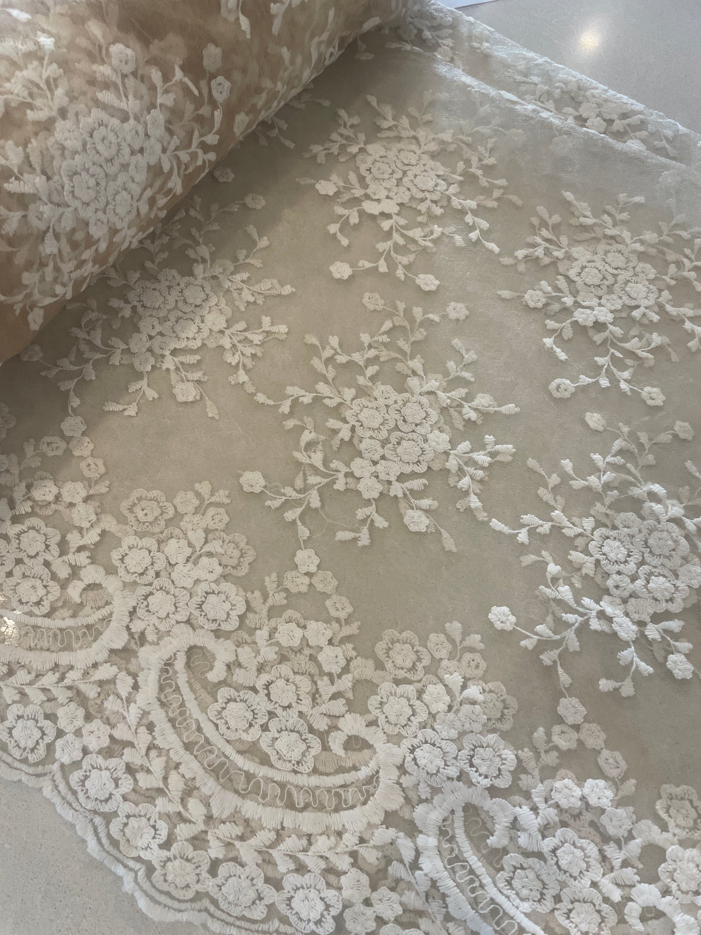 Willow embroidered tulle lace