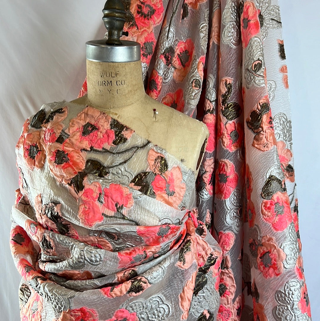 Peach Bloom Cloque Jacquard