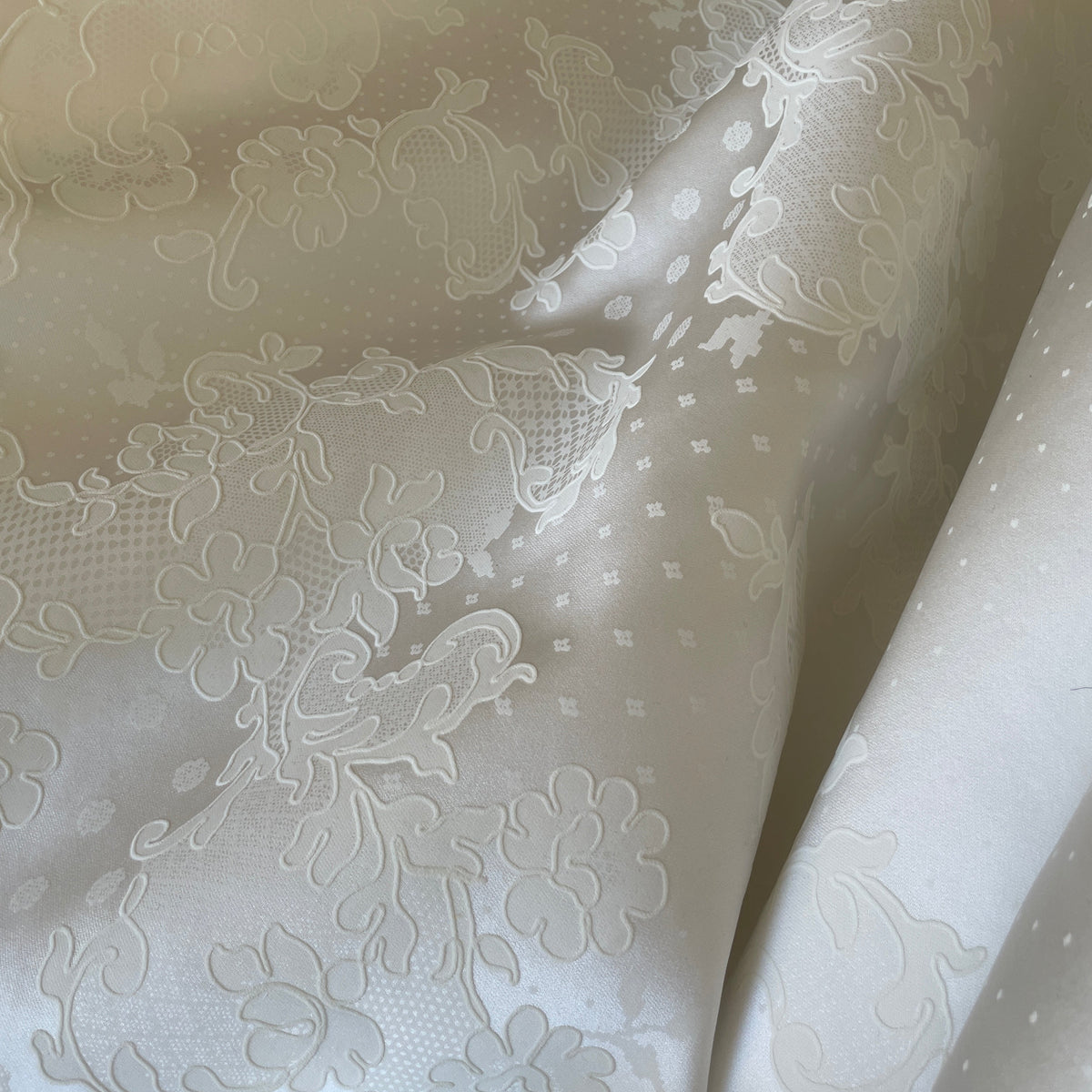 Italian lace embossed duchess satin panel
