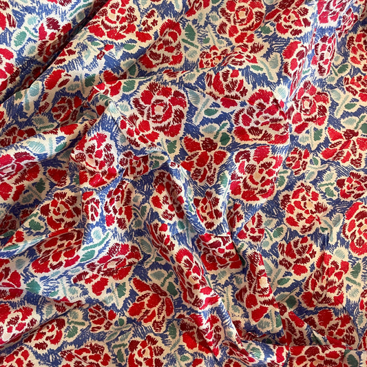 Hand drawn flowers  cotton lawn