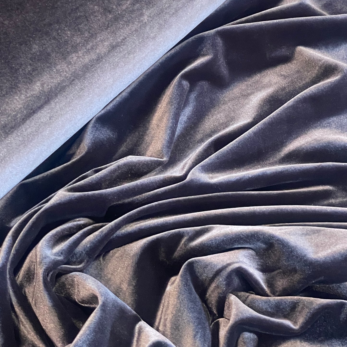 Storm blue grey stretch velvet