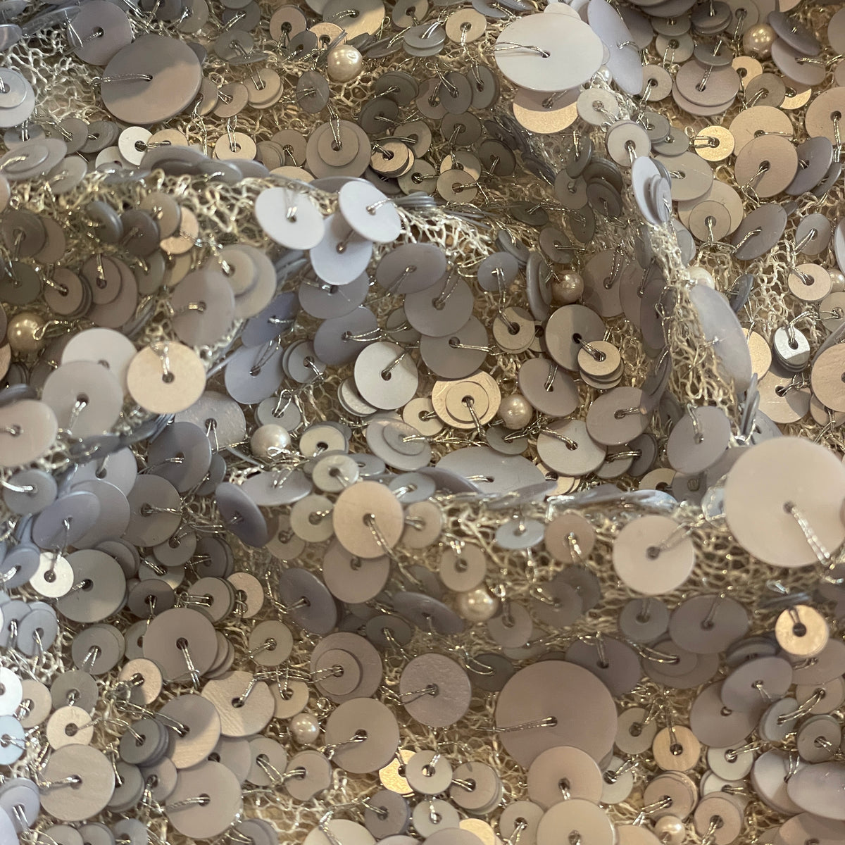 Silver galaxy sequin mesh