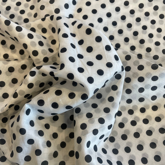 3.5m black and white spot silk cotton voile