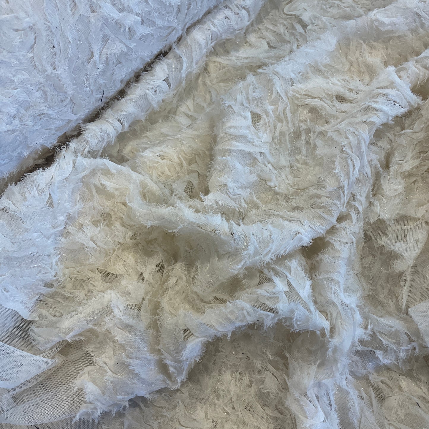 Vanilla stitched georgette tulle
