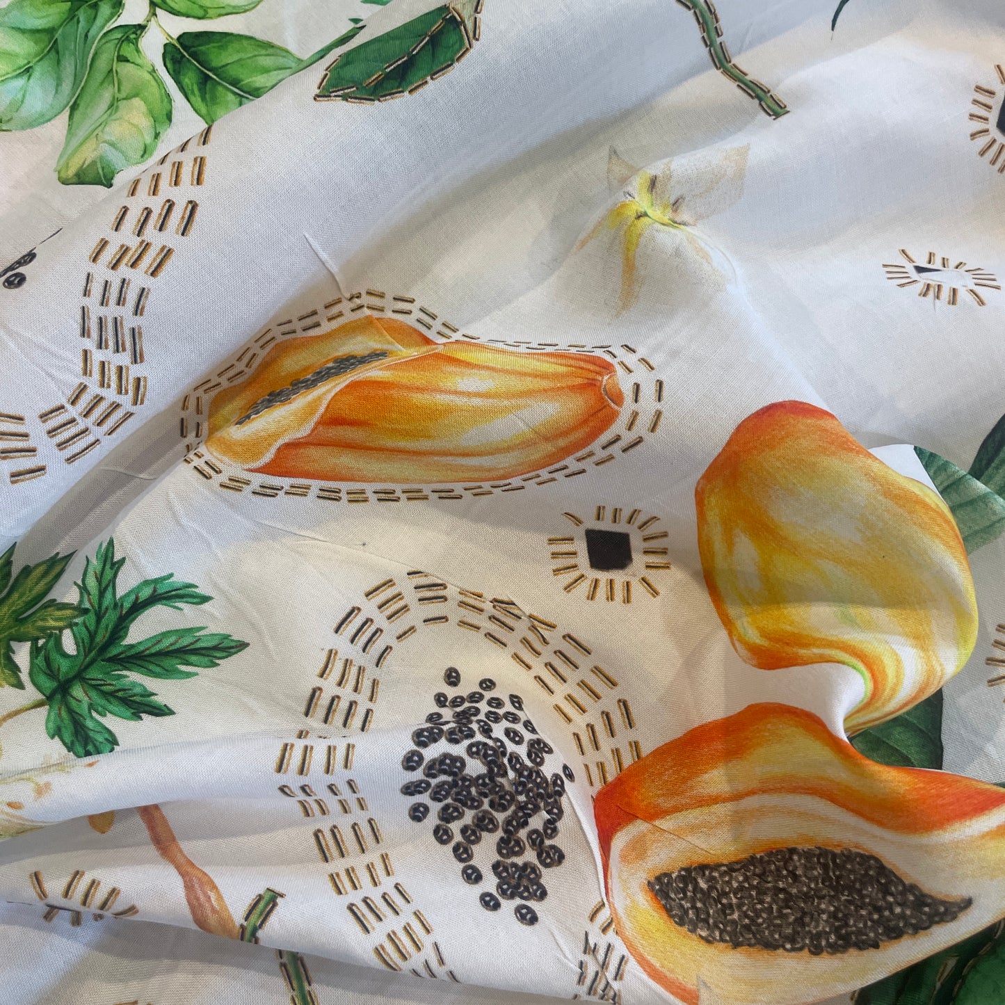 Papaya tree viscose challis