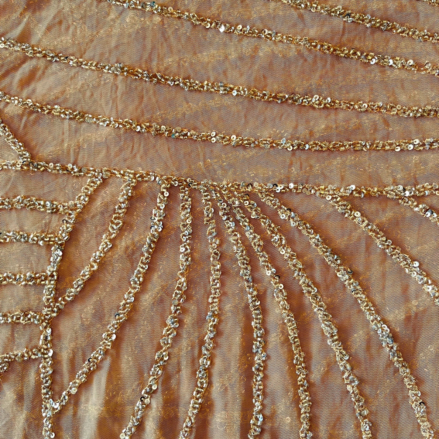 3m Silver beaded nude tulle nylon + glass