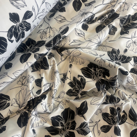 Ink stamped flowers spandex jersey