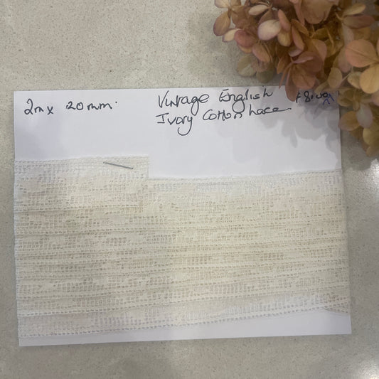 2m vintage English ivory cotton lace #79
