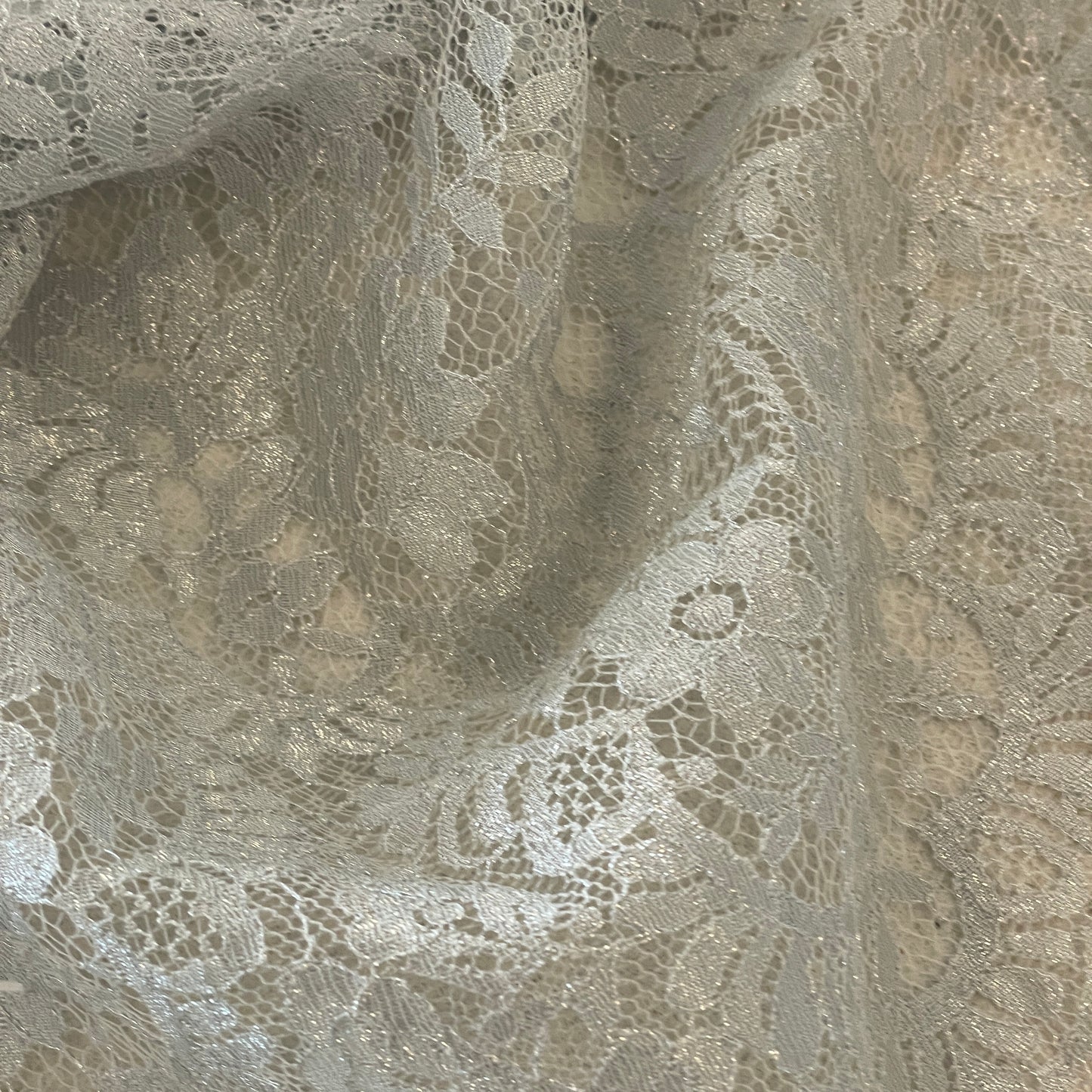 2.4m metallic silver French lace