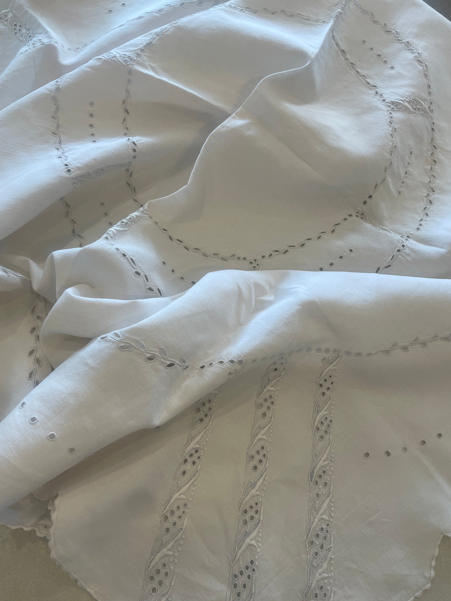 vintage linen cutwork cloth