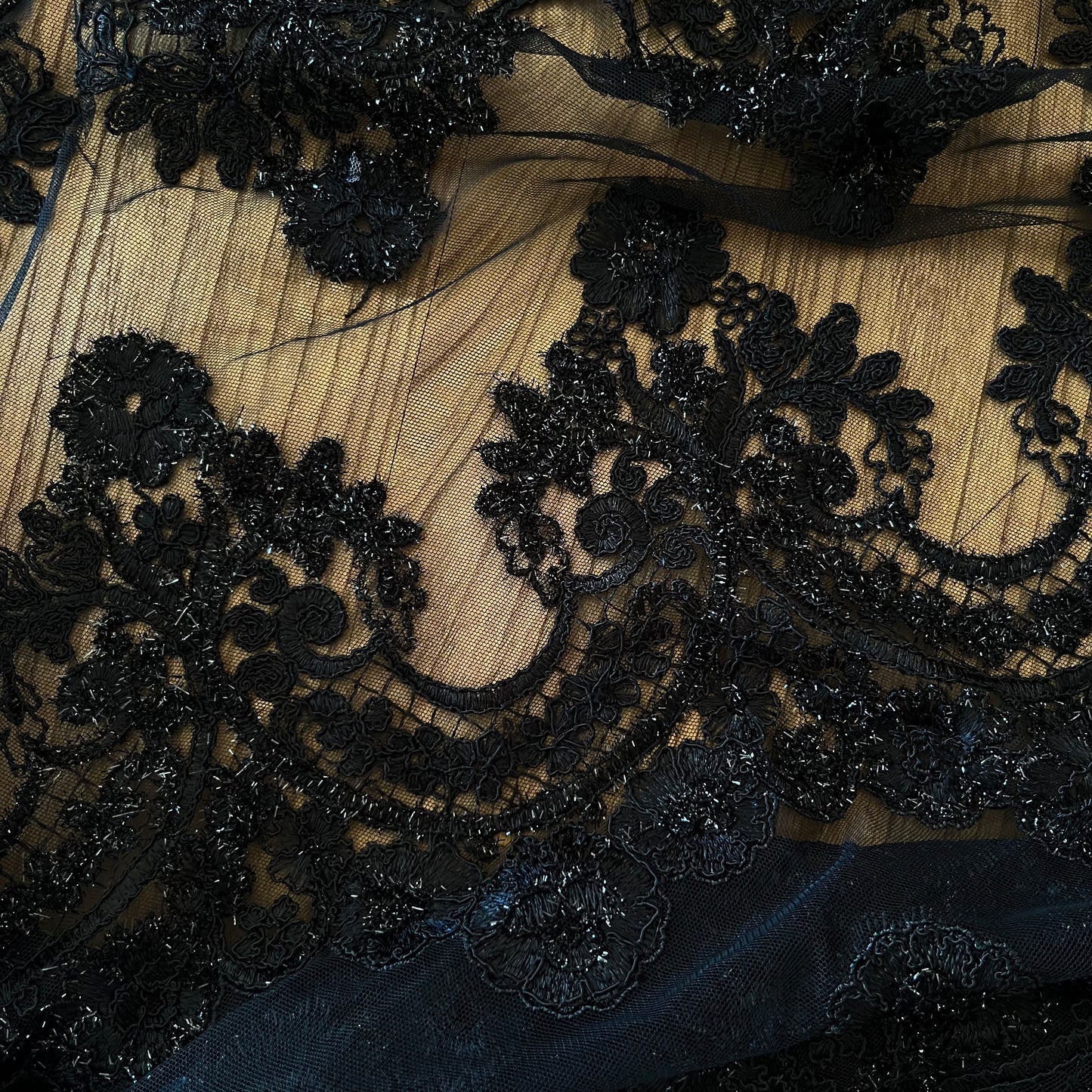 50cm Black Corded Lurex Mesh Poly Lurex