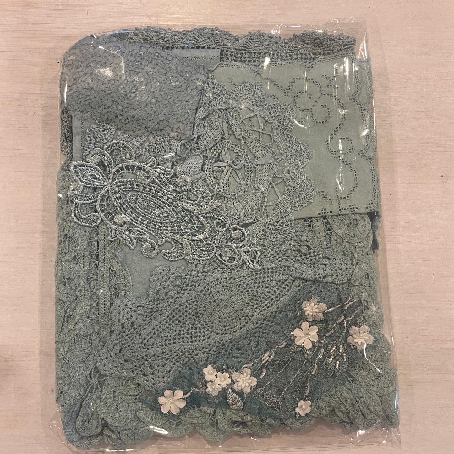 Duck egg vintage linen pack #7