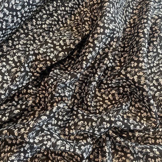 Black ditsy floral  cotton voile