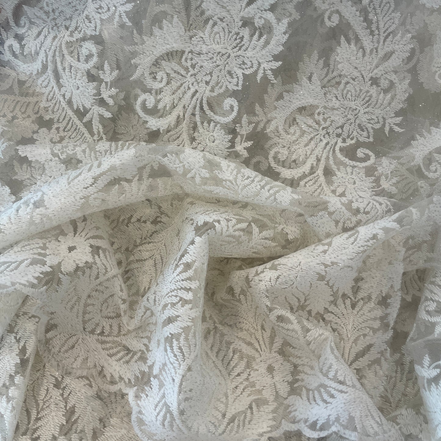 2.5m ivory glitter embroidered tulle