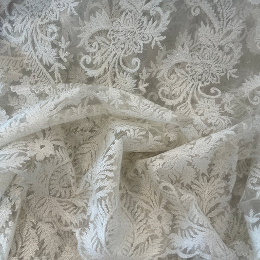 2.5m ivory glitter embroidered tulle