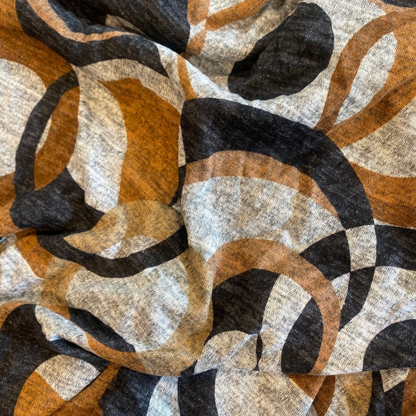 1.4m x 140cm Coffee Circles Brushed Knit