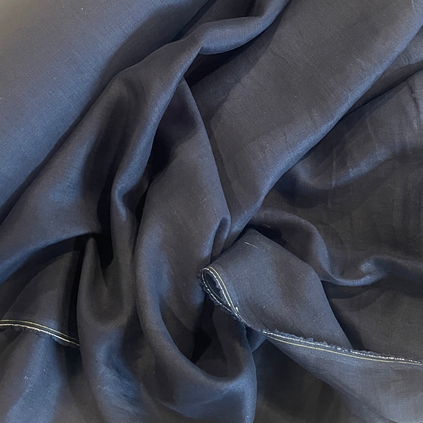 Navy luxe drape linen