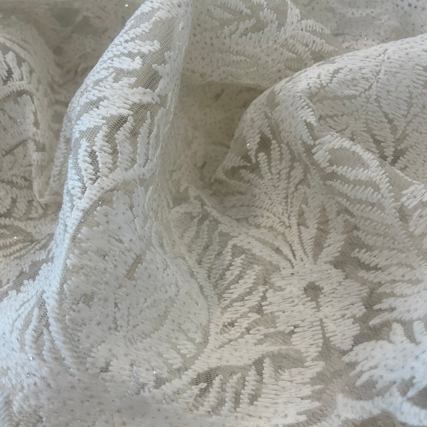 2.5m ivory glitter embroidered tulle