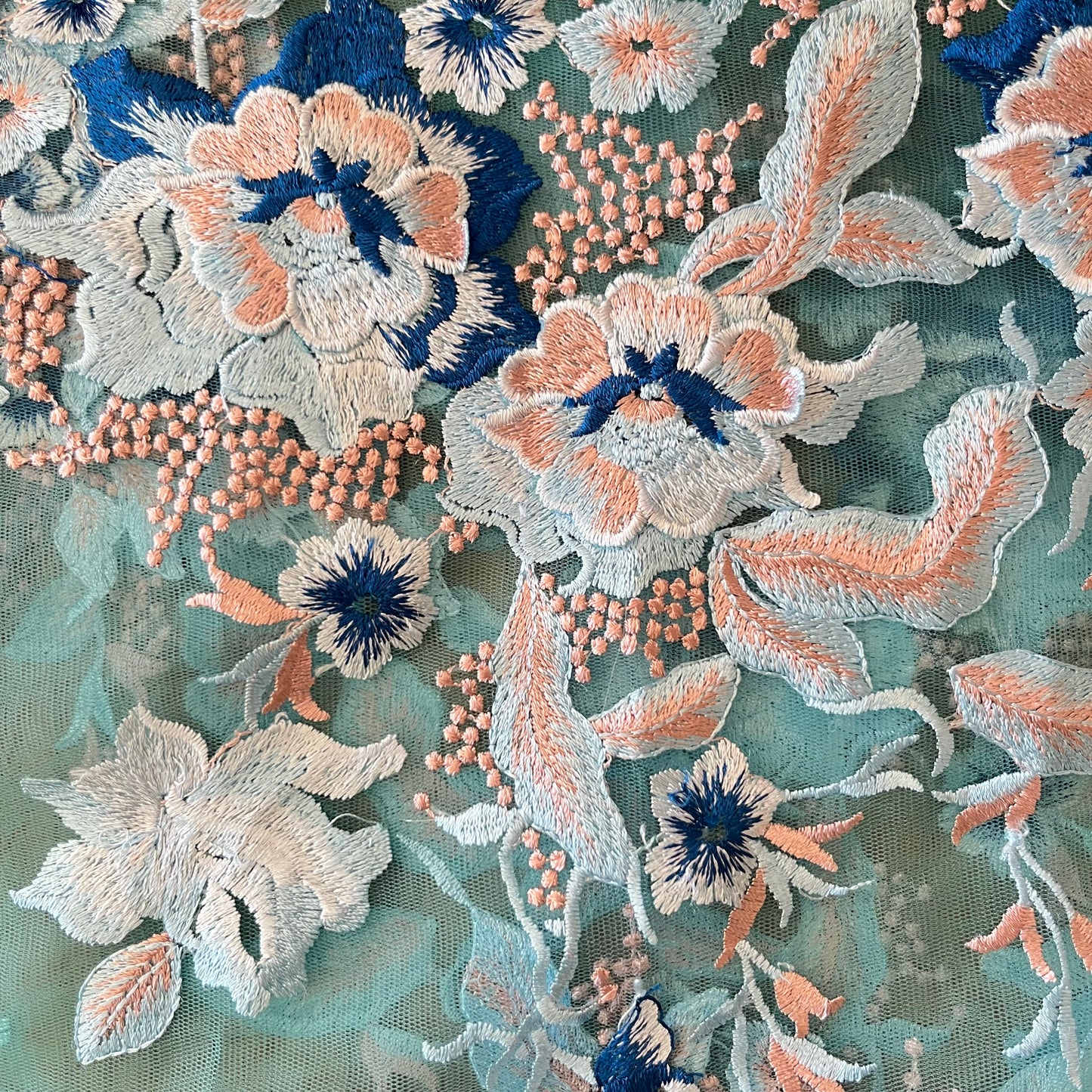2m Ocean Flowers 3D embroidered tulle