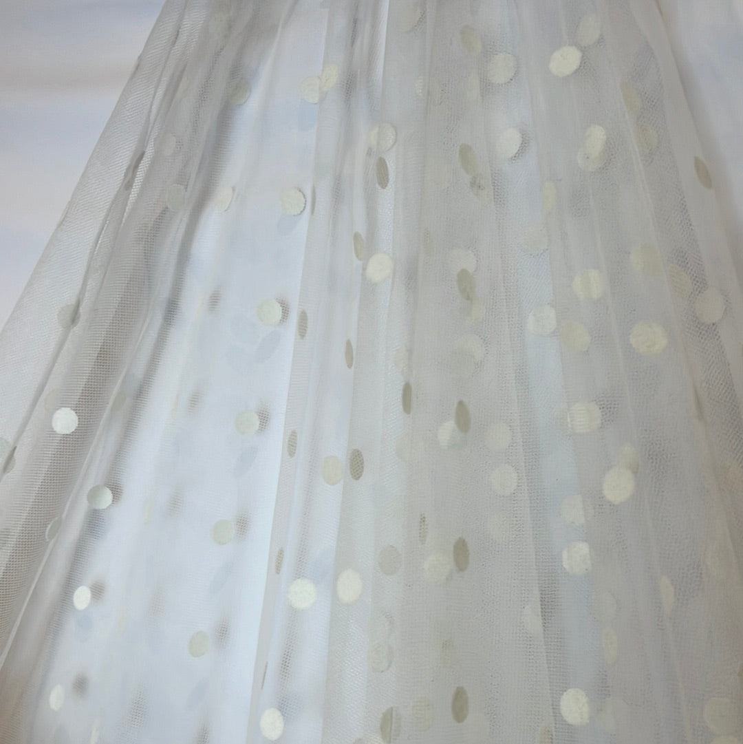 Ivory Flocked Spotted Tulle