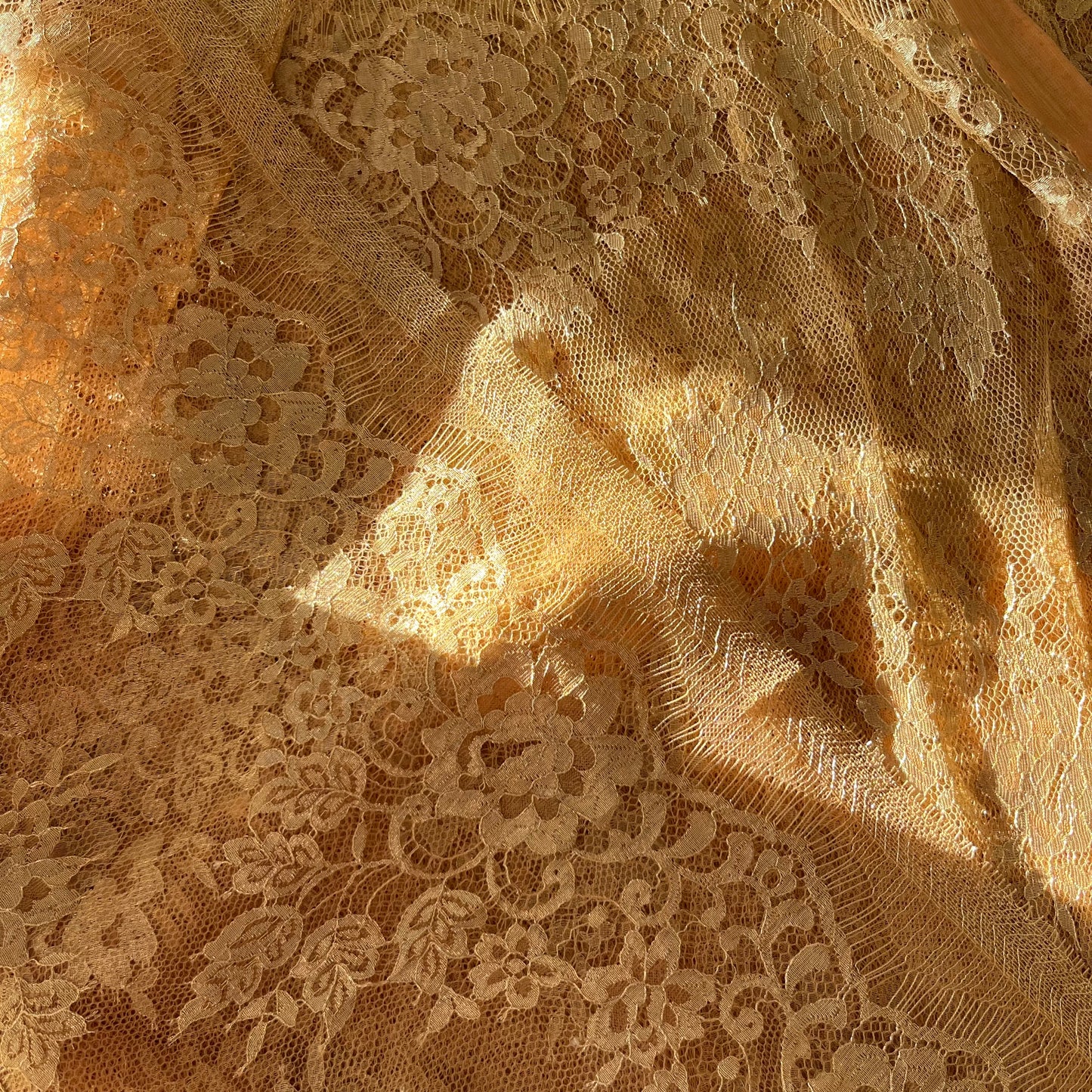 2.5m gold Lurex French lace nylon cotton Lurex