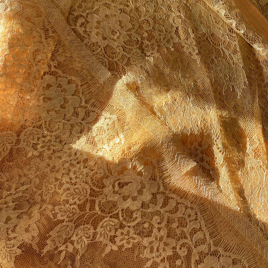 2.5m gold Lurex French lace nylon cotton Lurex