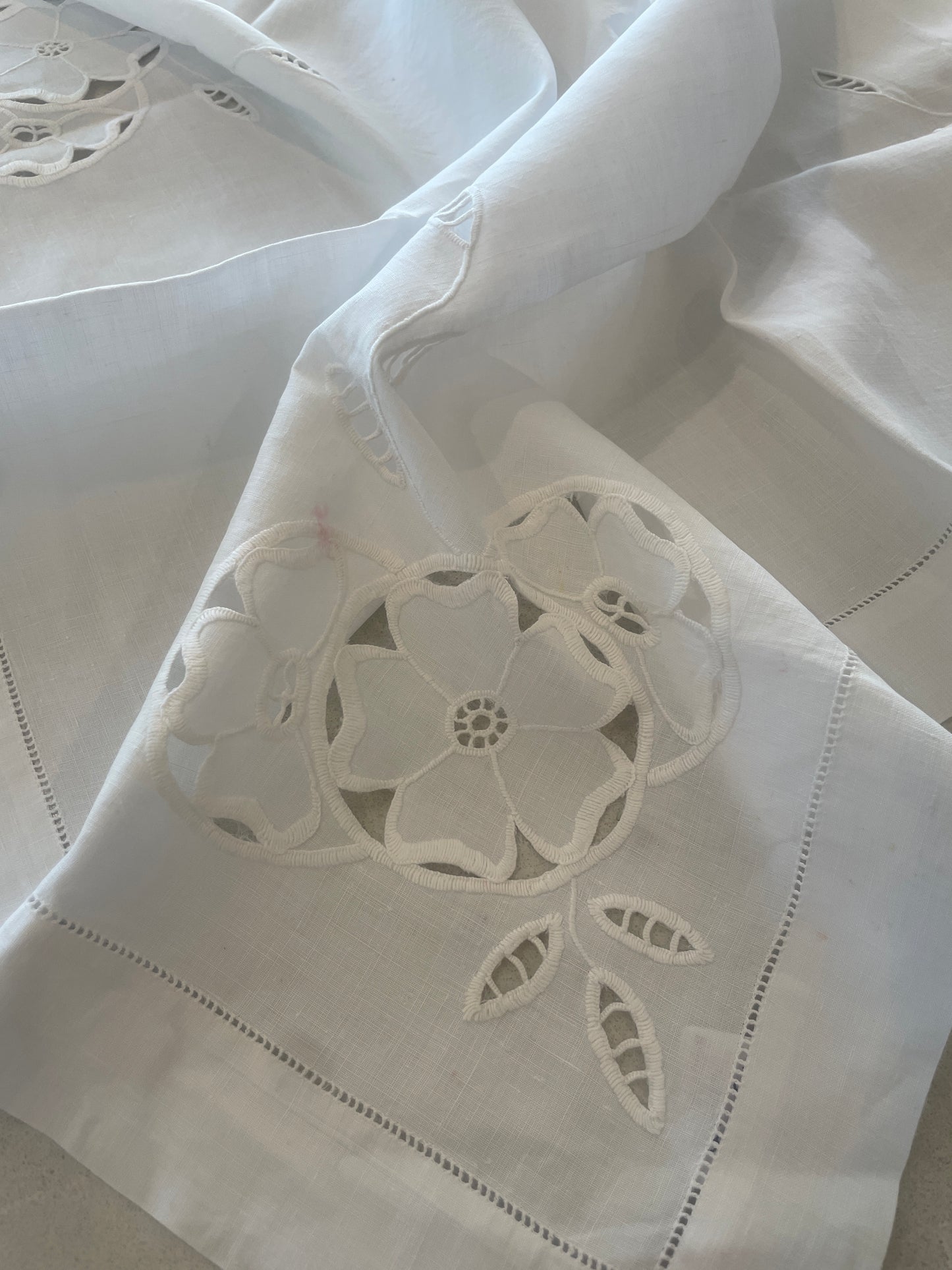 Antique cut work table cloth