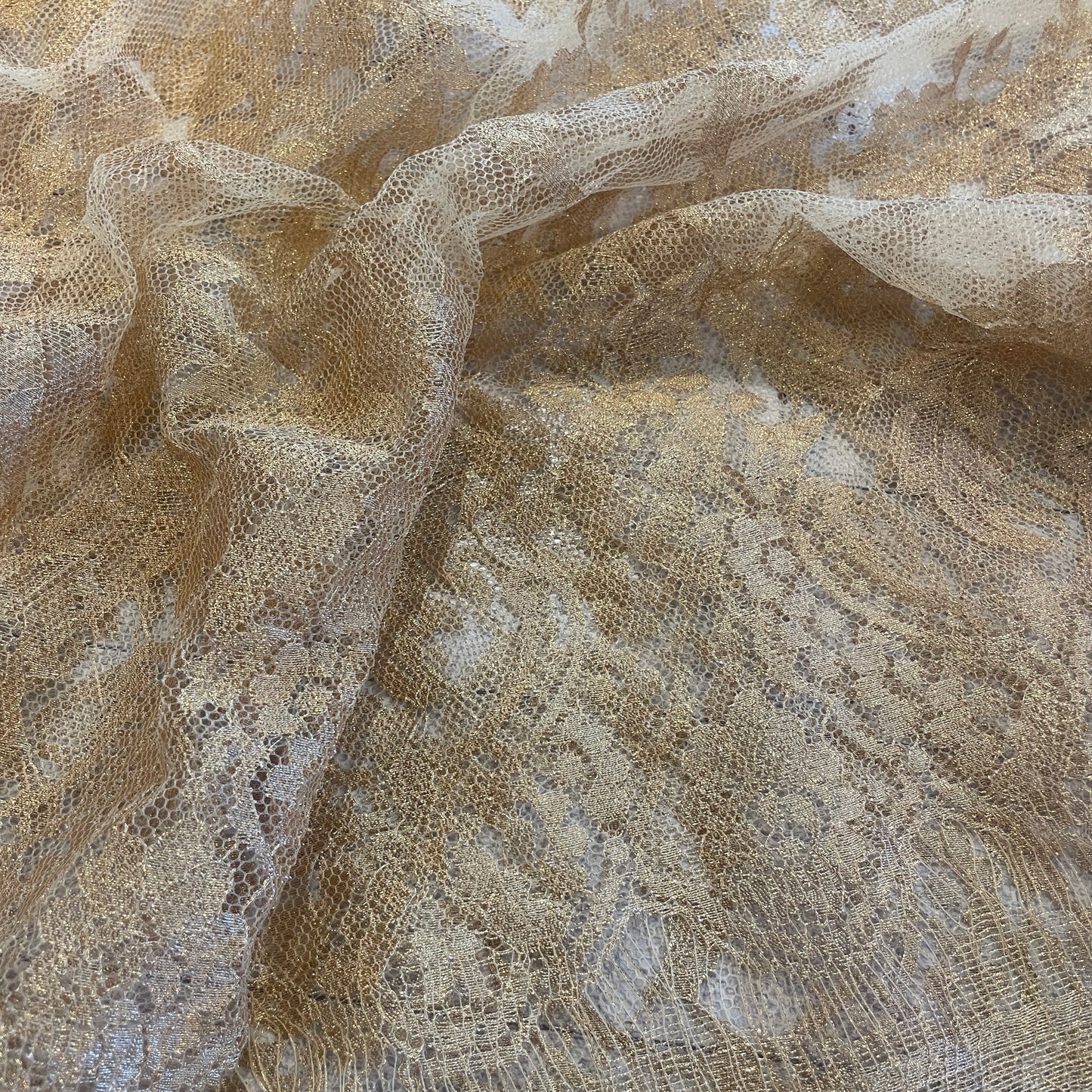2.5m gold Lurex French lace nylon cotton Lurex
