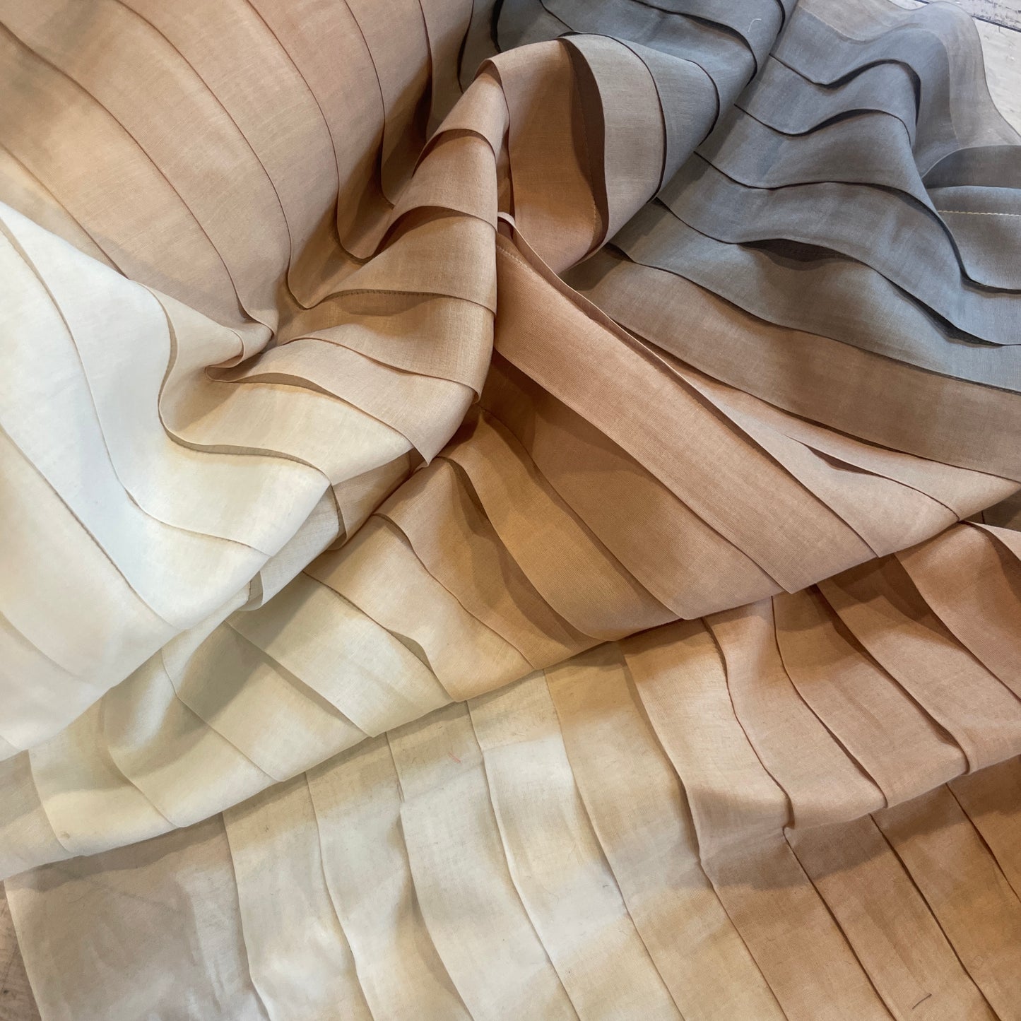 Desert sand ombré stitch pleated cotton voile