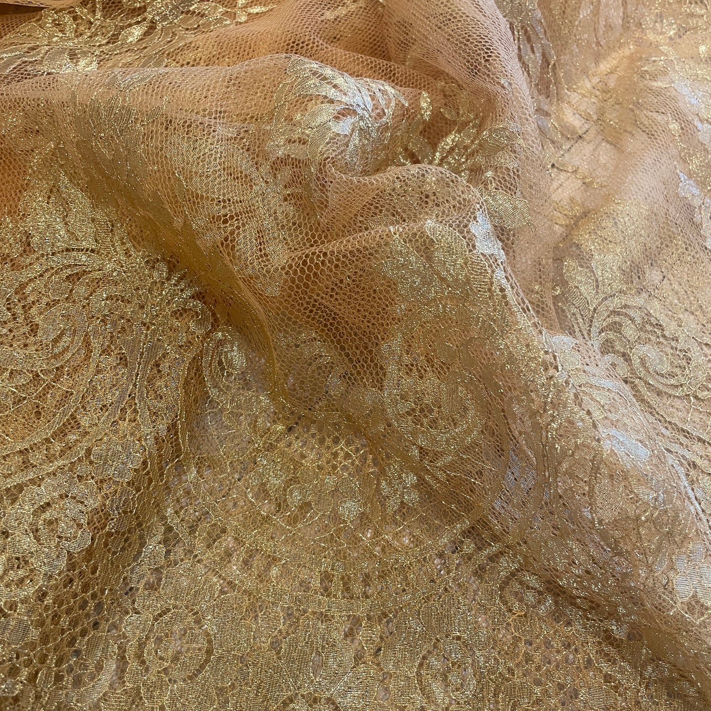 2.4m gold Lurex French lace nylon cotton Lurex