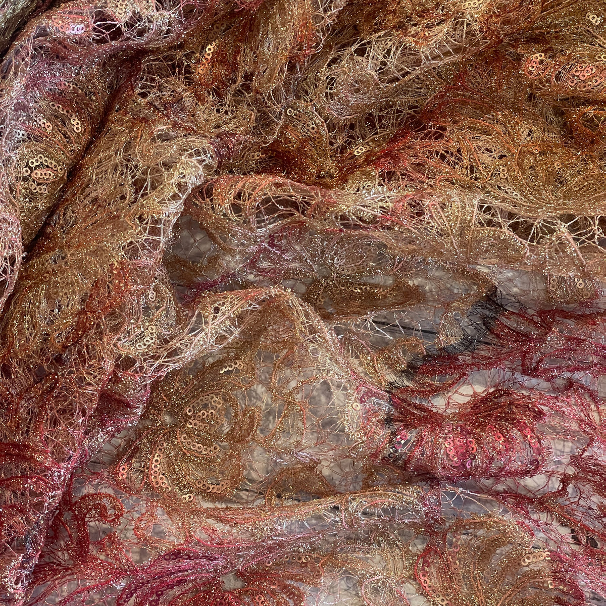 Desert sunset sequin spider web lace