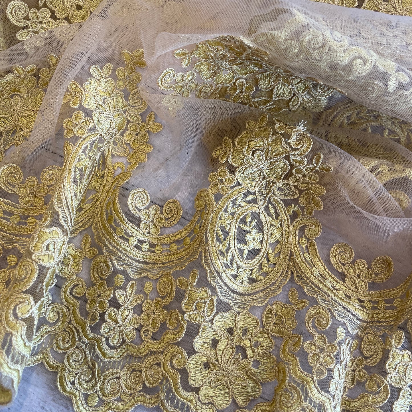 Lila metallic corded lace mesh