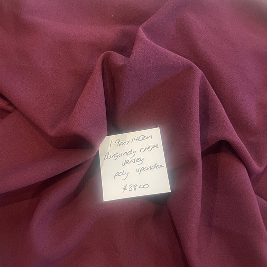 1.9m burgundy crepe jersey