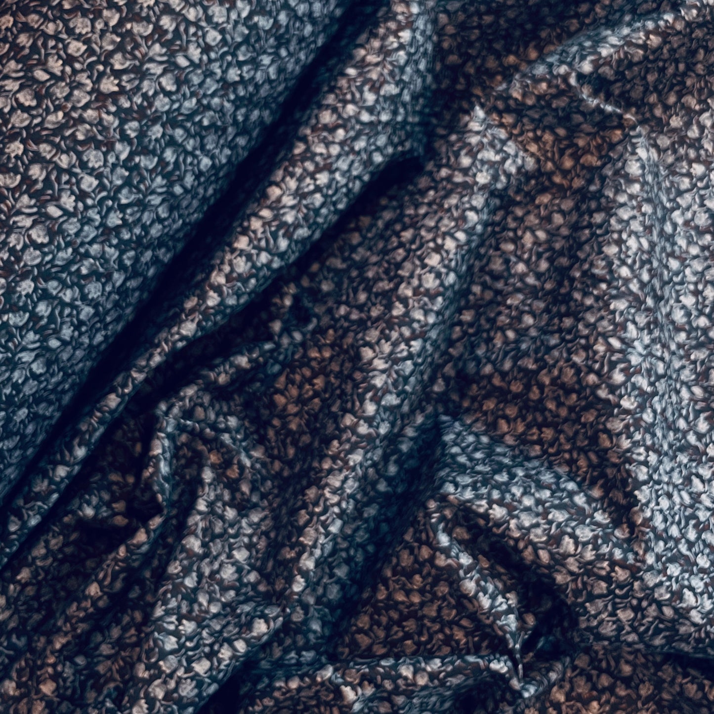 Navy ditsy floral stretch Cotton Shirting