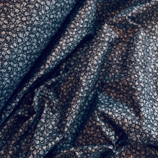 Navy ditsy floral stretch Cotton Shirting