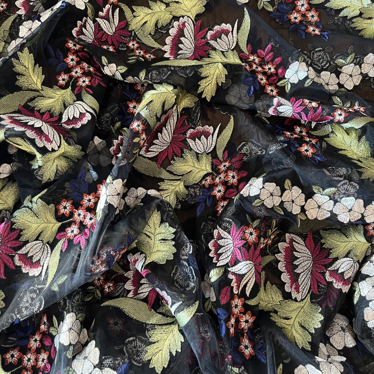 2m Winter Floral Embroidered tulle polyester