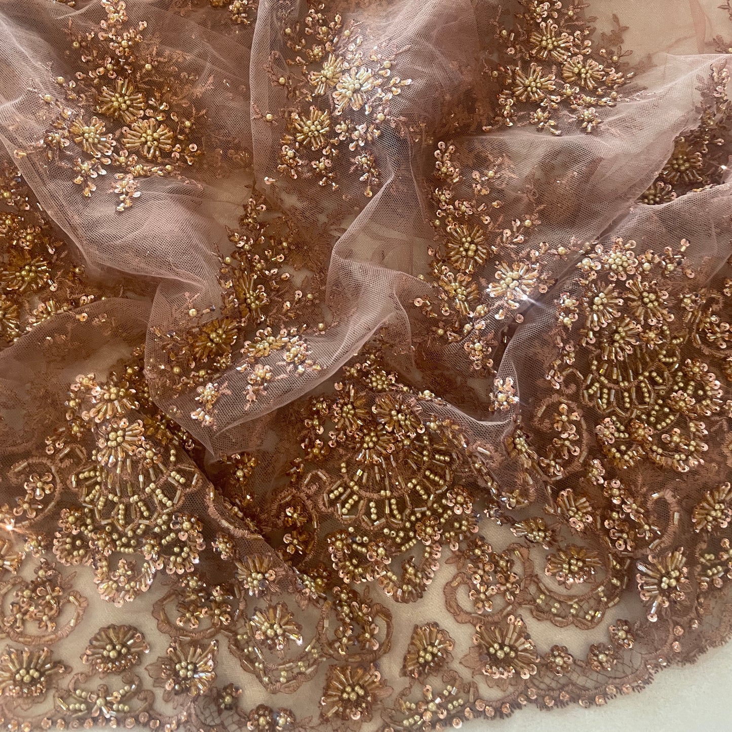 1.3m copper hand beaded lace