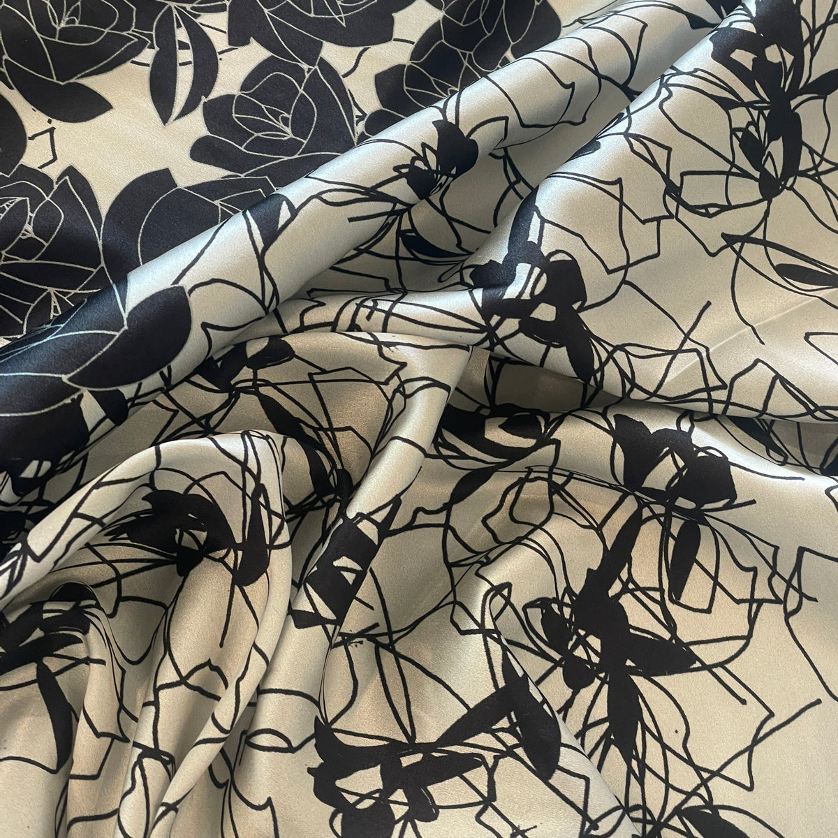 Shattered rose stretch silk satin