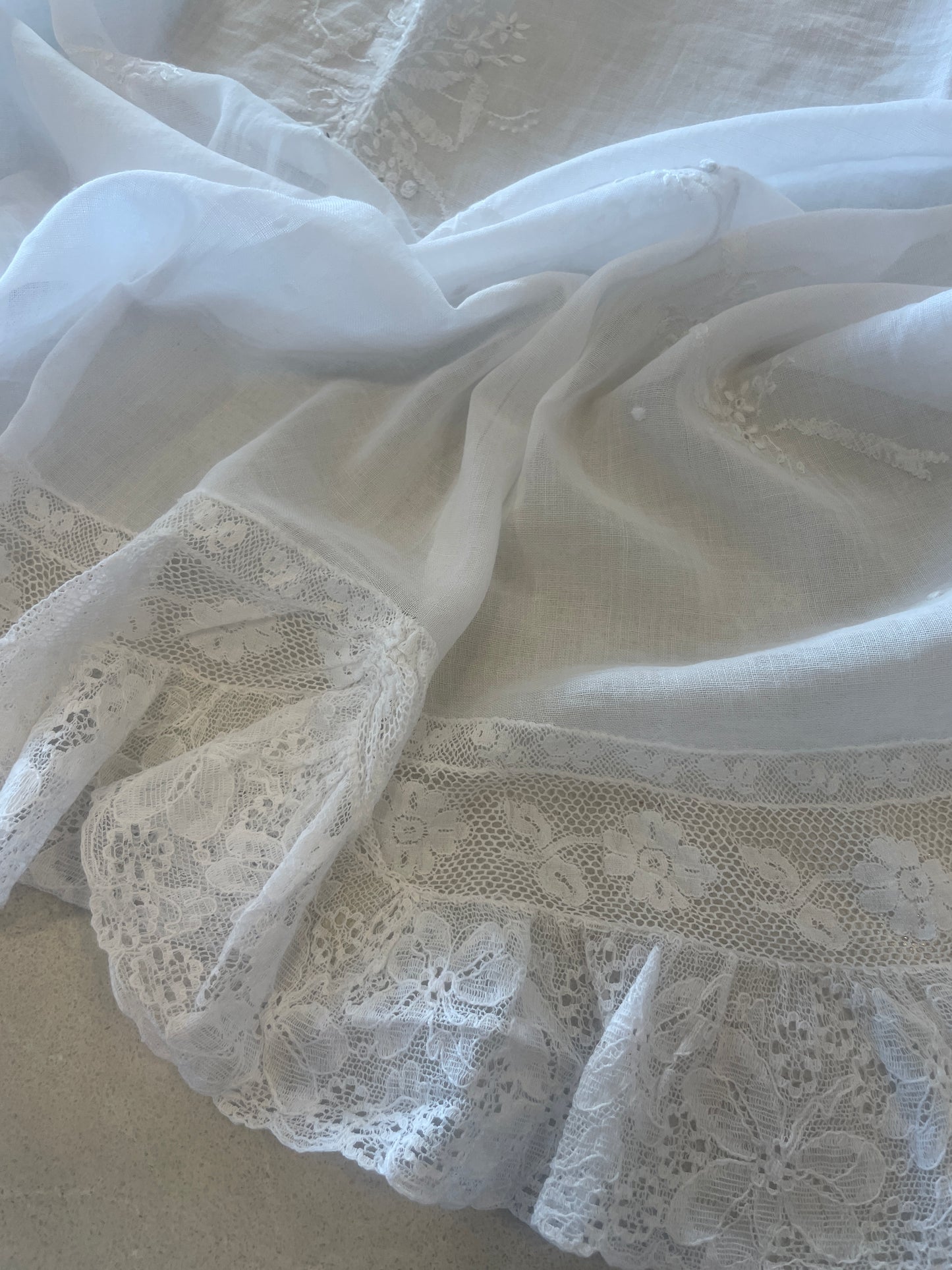 embroidered voile and French lace piece