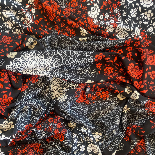 1 m x 150 cm Red Flowers Milan Jersey