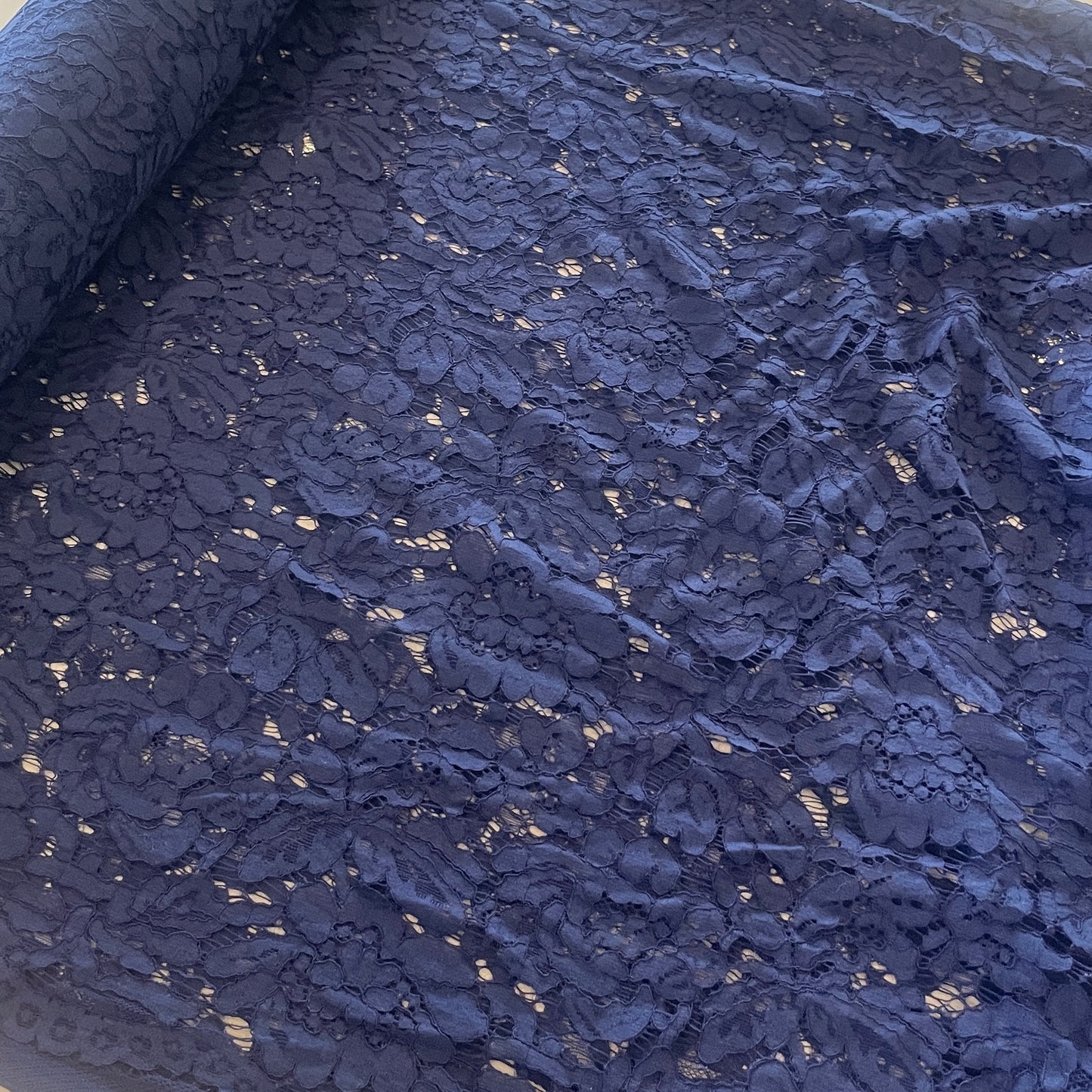 Milly navy soft drape corded lace