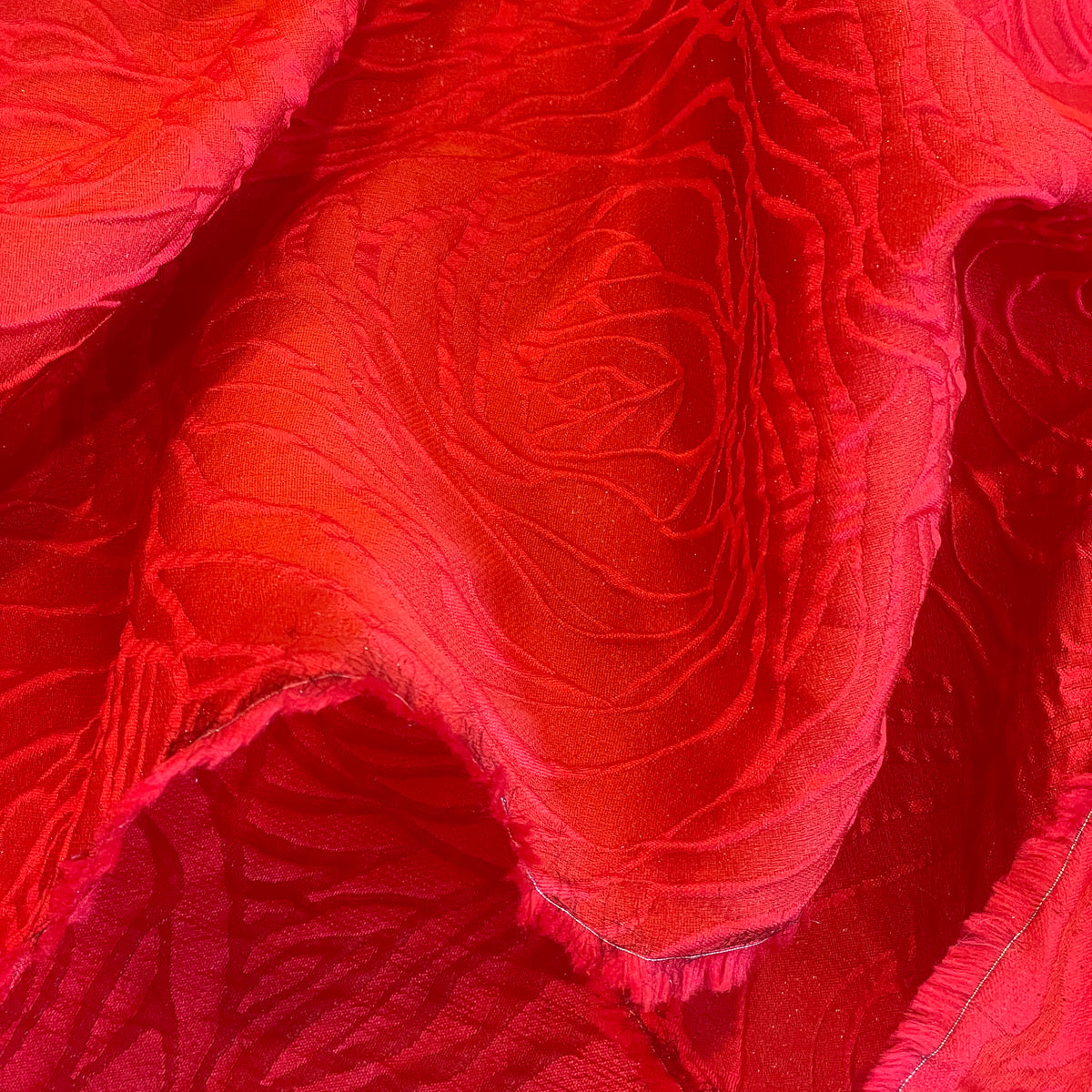 Red rose jacquard brocade